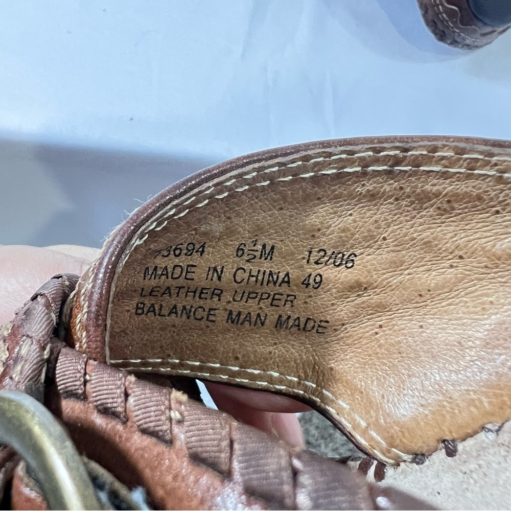 Clarks Artisan Brown Leather Wedge Sandals Sz 6 1/2 M Criss-Cross Straps Buckle - Picture 11 of 11